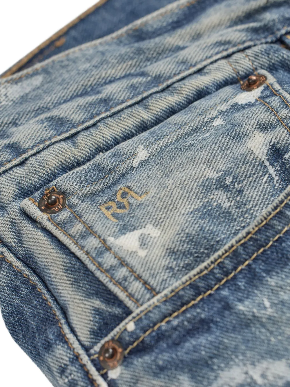 Rrl Paint-splattered Jeans In Blue