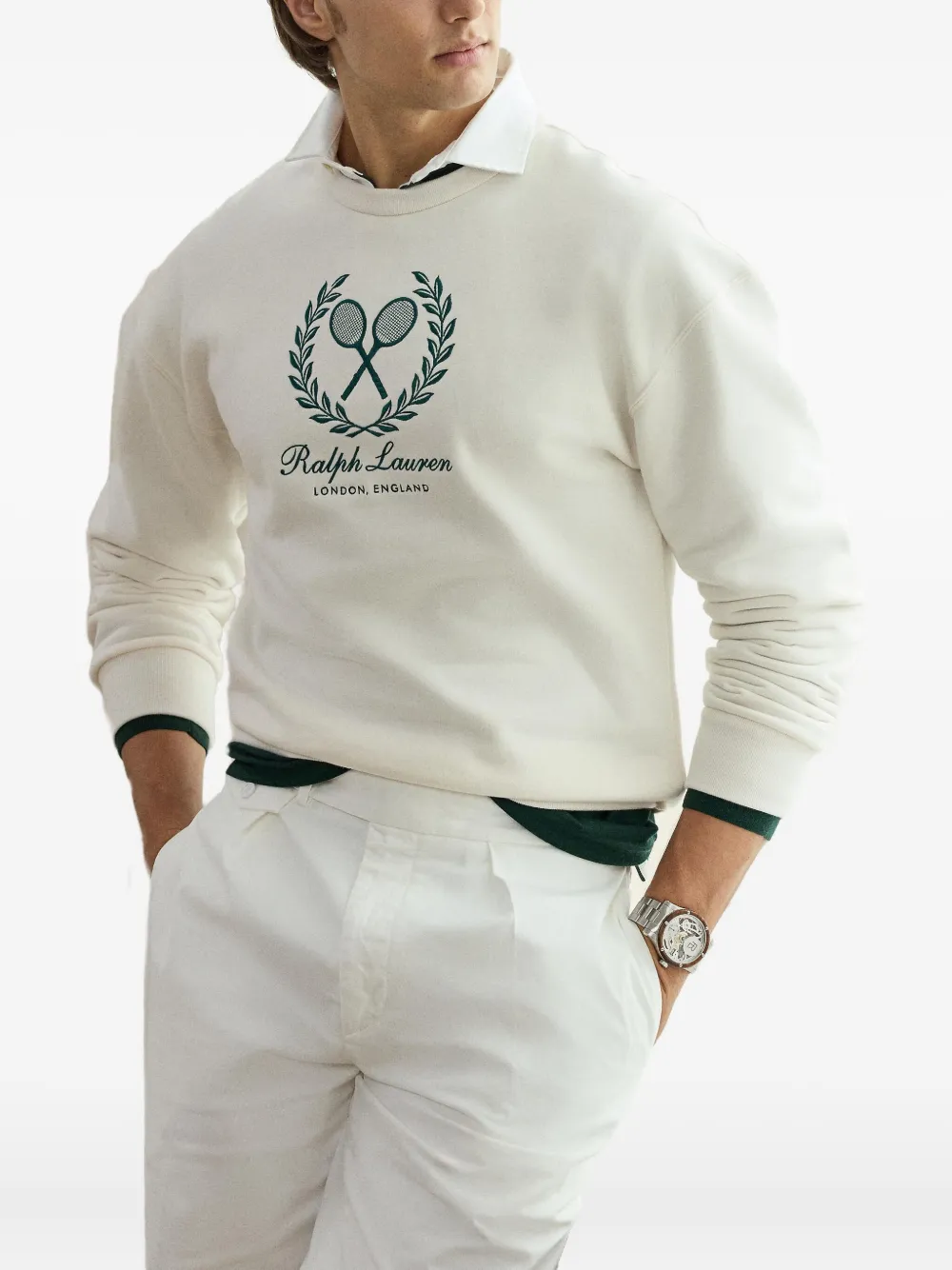 Ralph Lauren Purple Label Sweater met tennispatroon Wit