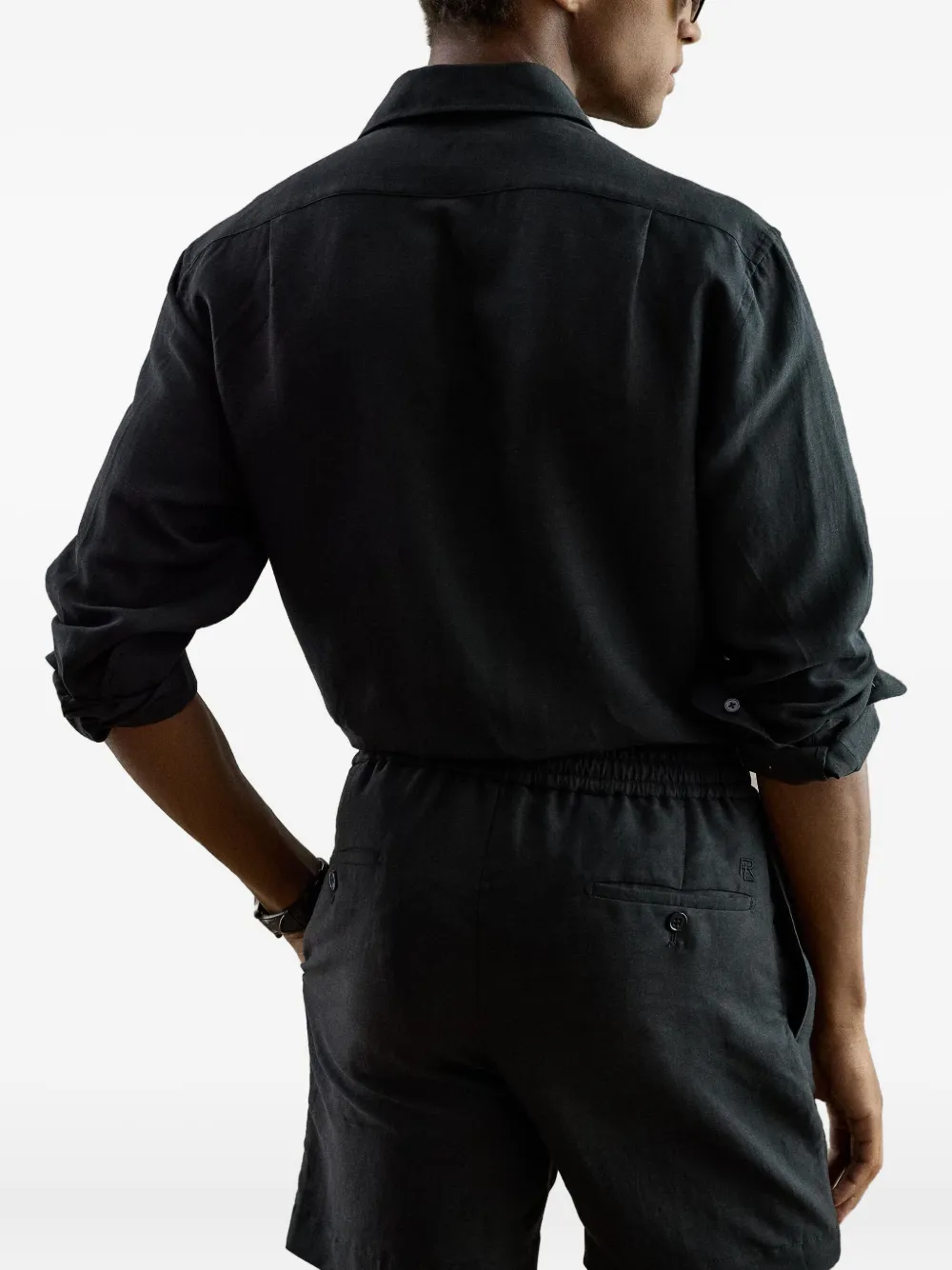 Ralph Lauren Purple Label Overhemd met dubbele zak Zwart