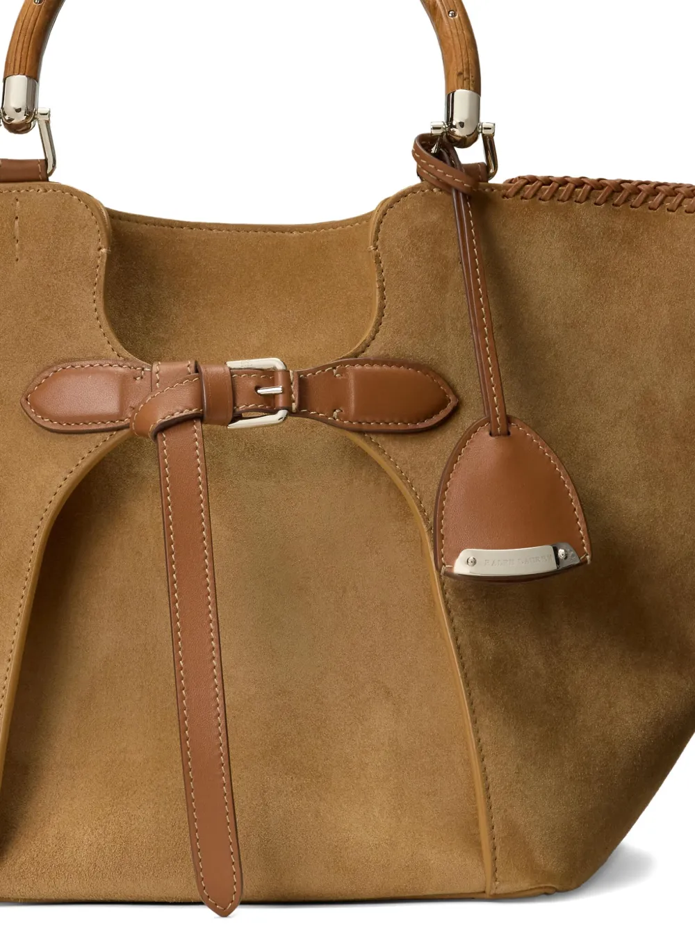Ralph Lauren Collection The Ralph suède shopper met bamboe handgreep Bruin
