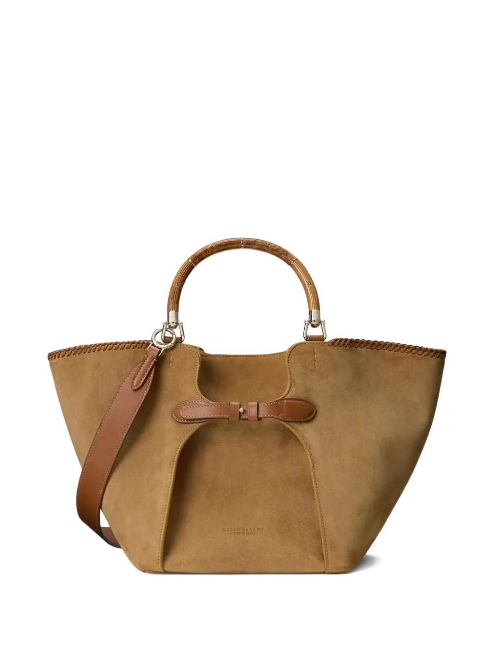 Ralph Lauren Collection The Ralph suède shopper met bamboe handgreep Bruin