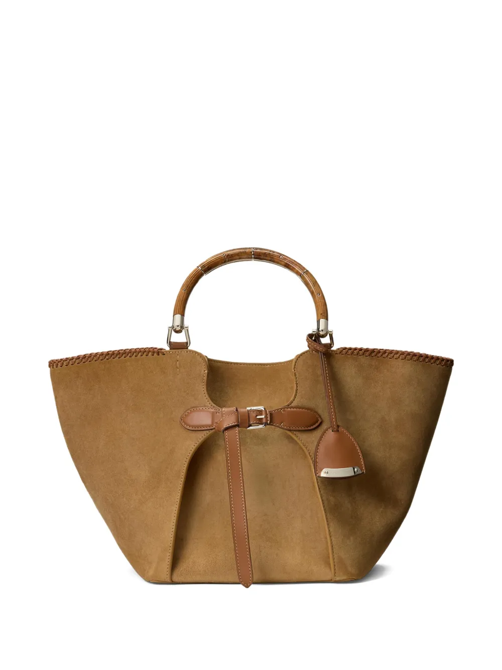 Ralph Lauren Collection The Ralph suède shopper met bamboe handgreep Bruin