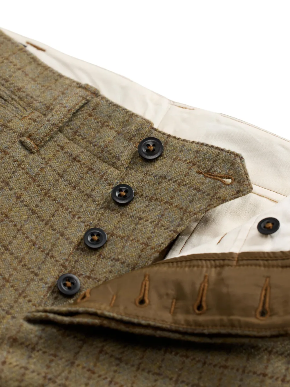 Rrl Check-print Tapered Trousers In Brown