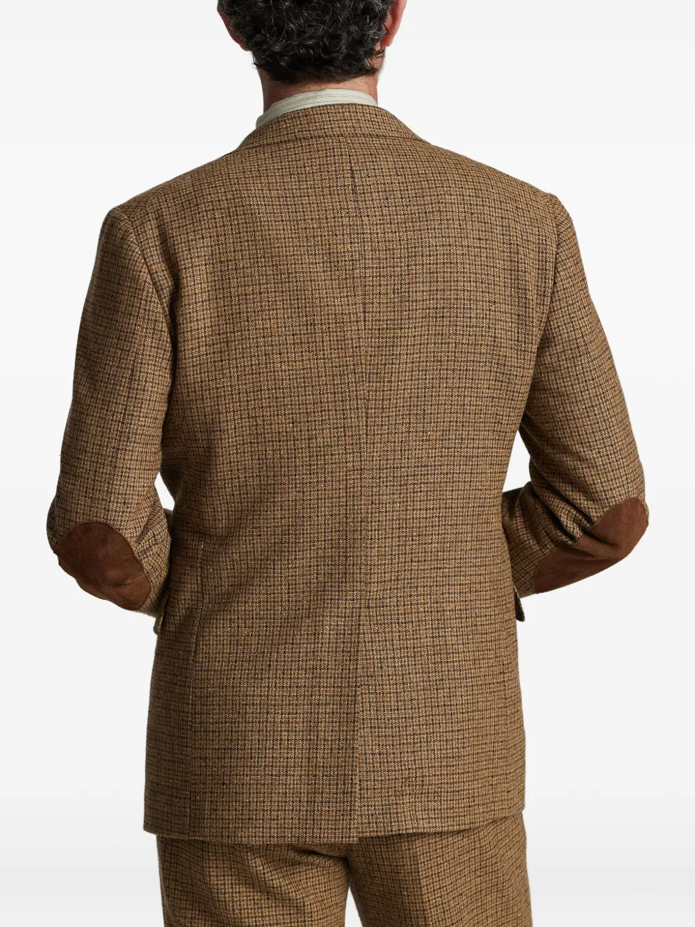 Rrl Checked Wool Elbow-patch Blazer In Brown