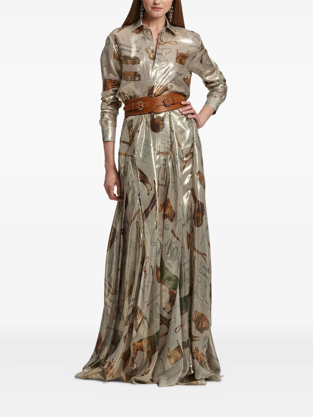 Ralph Lauren Collection Blouse met equestrian-print Grijs