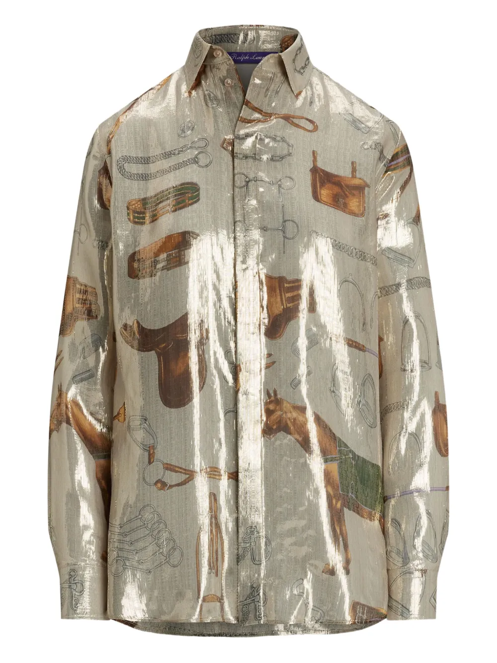 Ralph Lauren Collection Blouse met equestrian-print Grijs