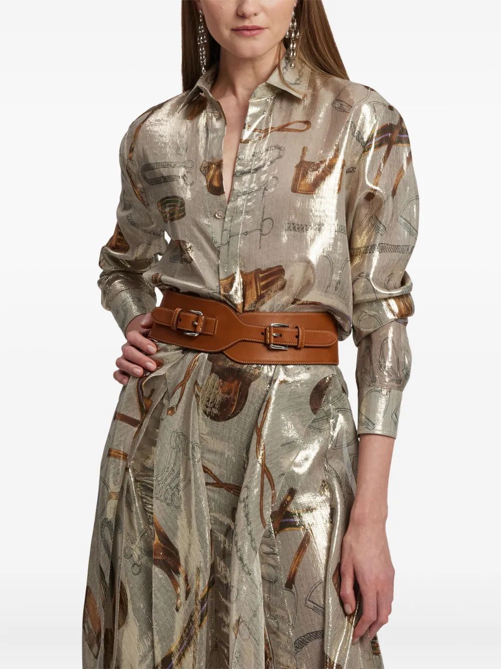 Ralph Lauren Collection Blouse met equestrian-print Grijs