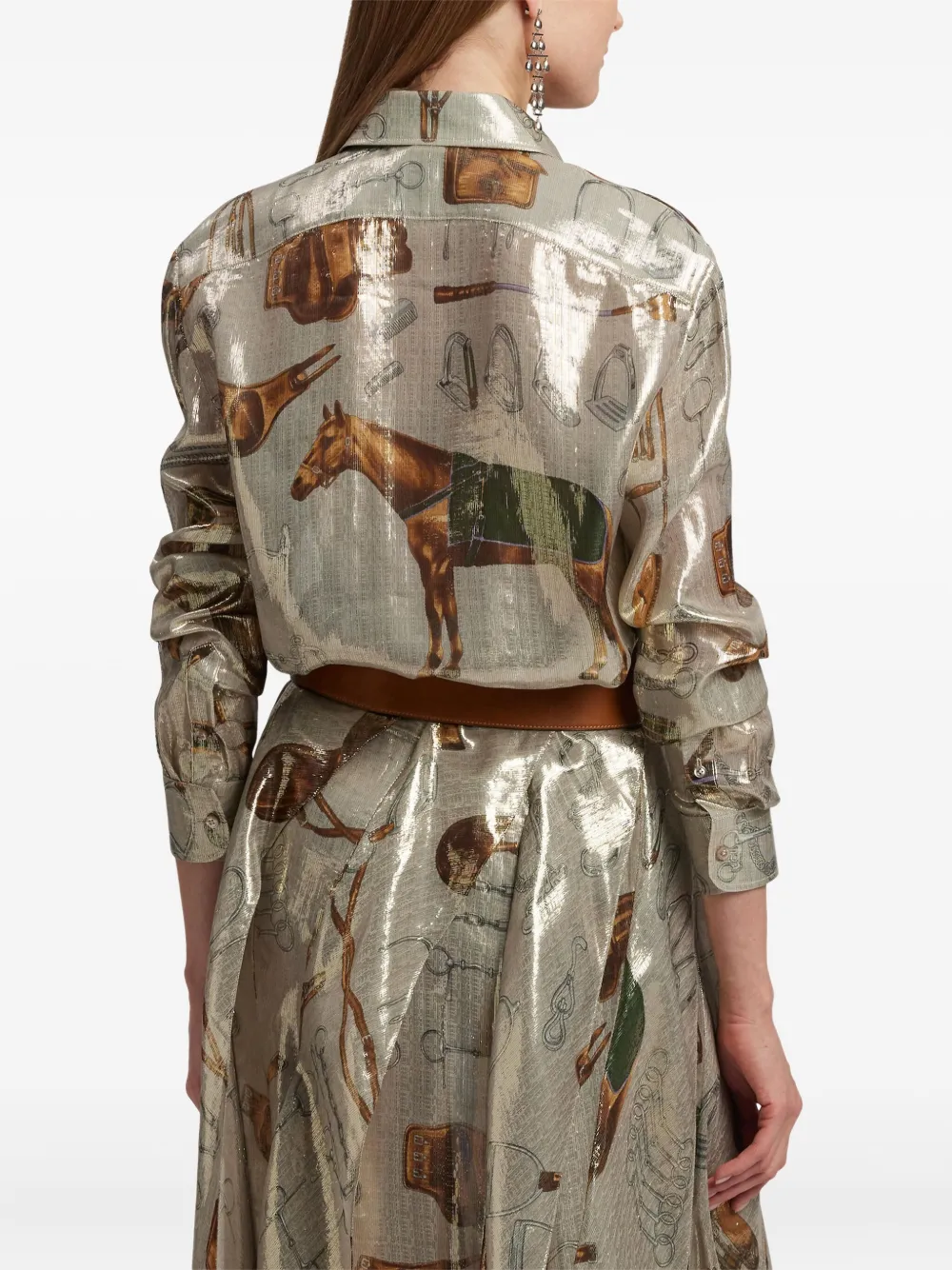 Ralph Lauren Collection Blouse met equestrian-print Grijs