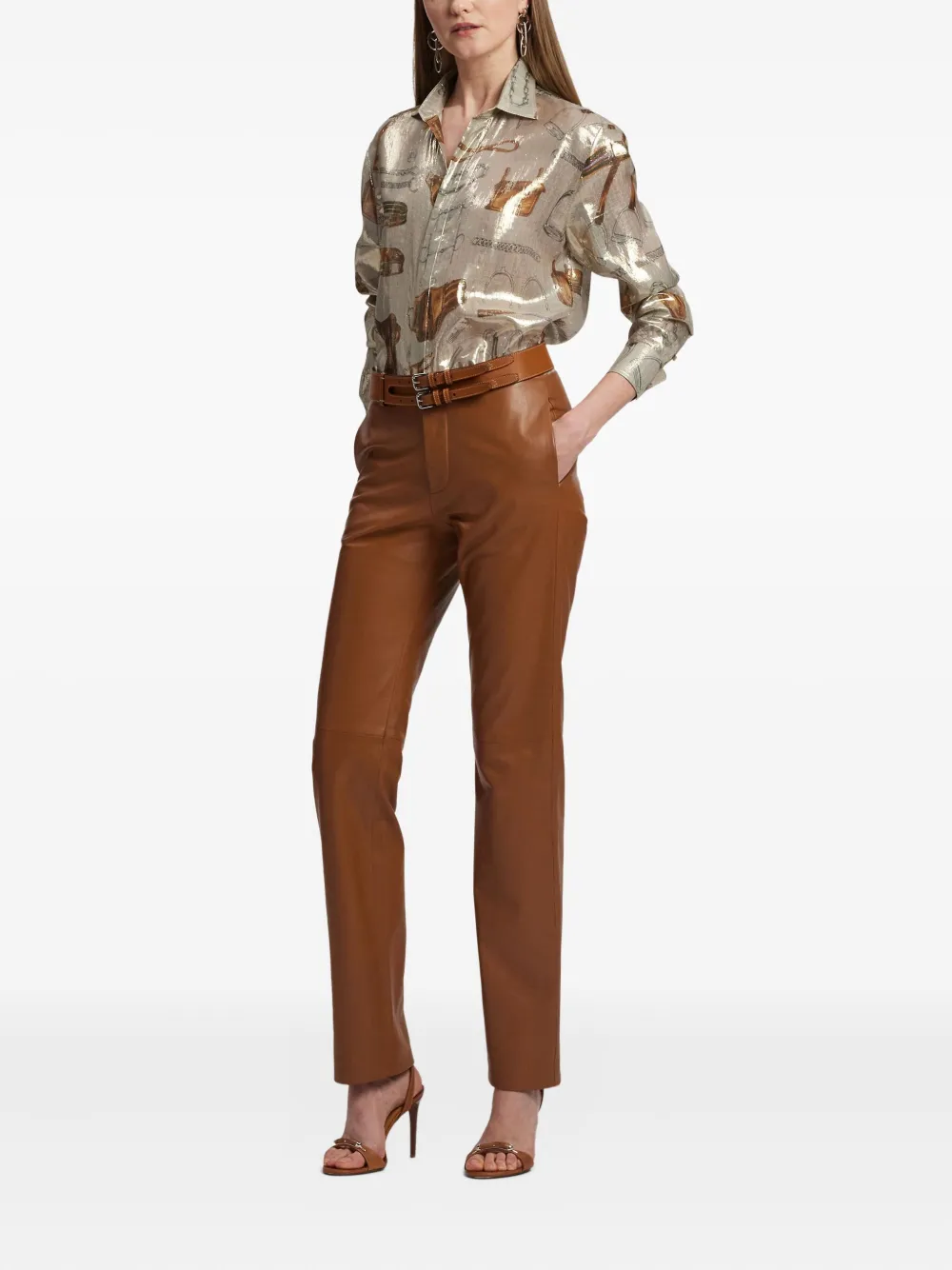 Ralph Lauren Collection Blouse met equestrian-print Grijs