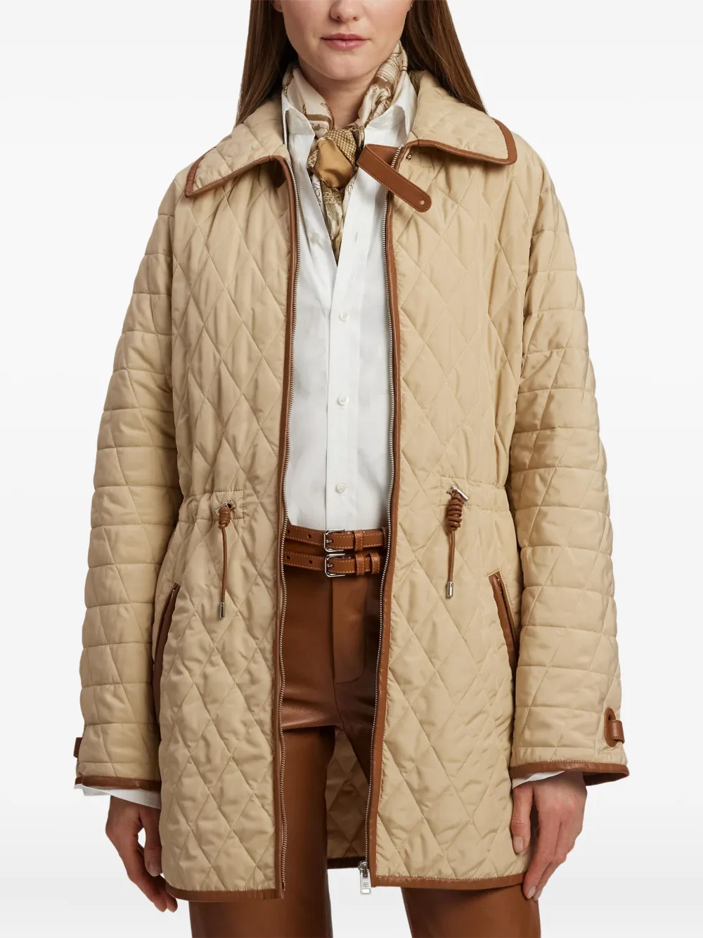 Ralph Lauren Collection Saundra gewatteerde jas met trekkoord Beige