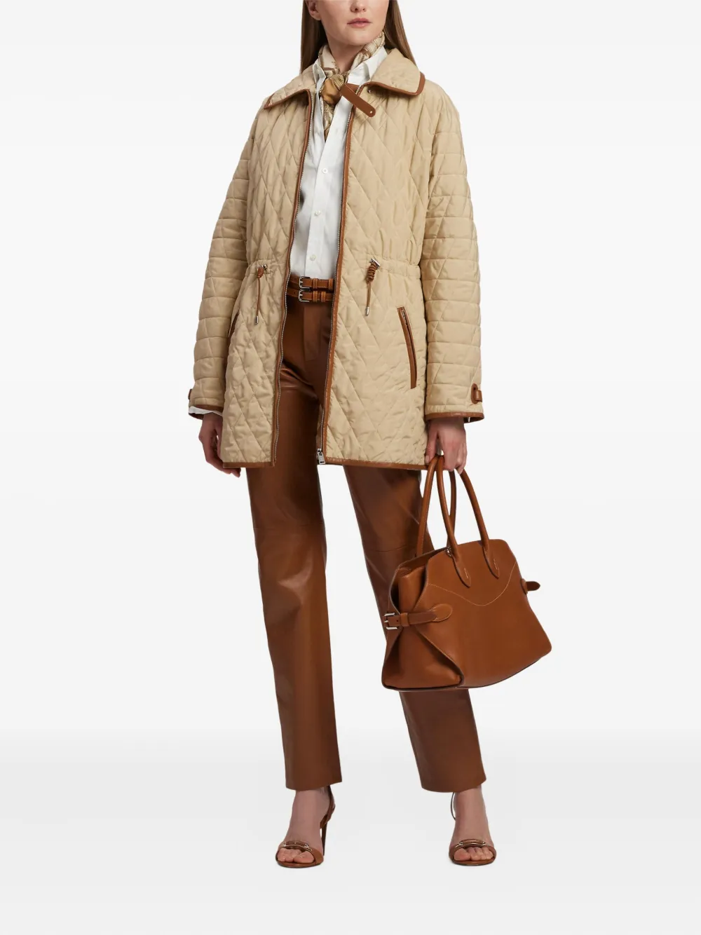 Ralph Lauren Collection Saundra gewatteerde jas met trekkoord Beige