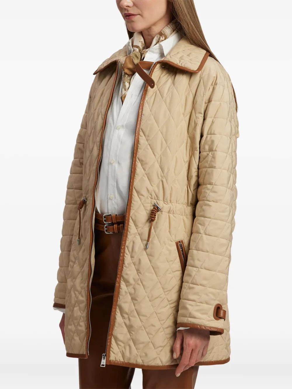 Ralph Lauren Collection Saundra gewatteerde jas met trekkoord Beige