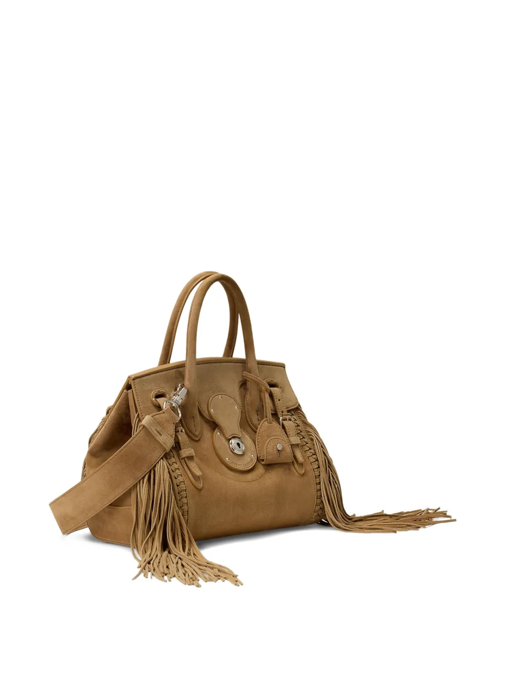 Ralph Lauren Collection Ricky 27 kleine leren shopper met franje Bruin