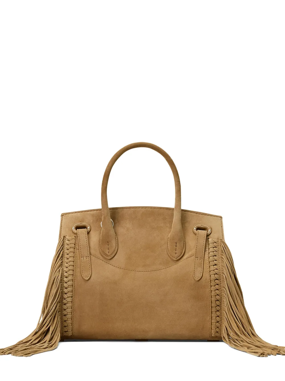 Ralph Lauren Collection Ricky 27 kleine leren shopper met franje Bruin