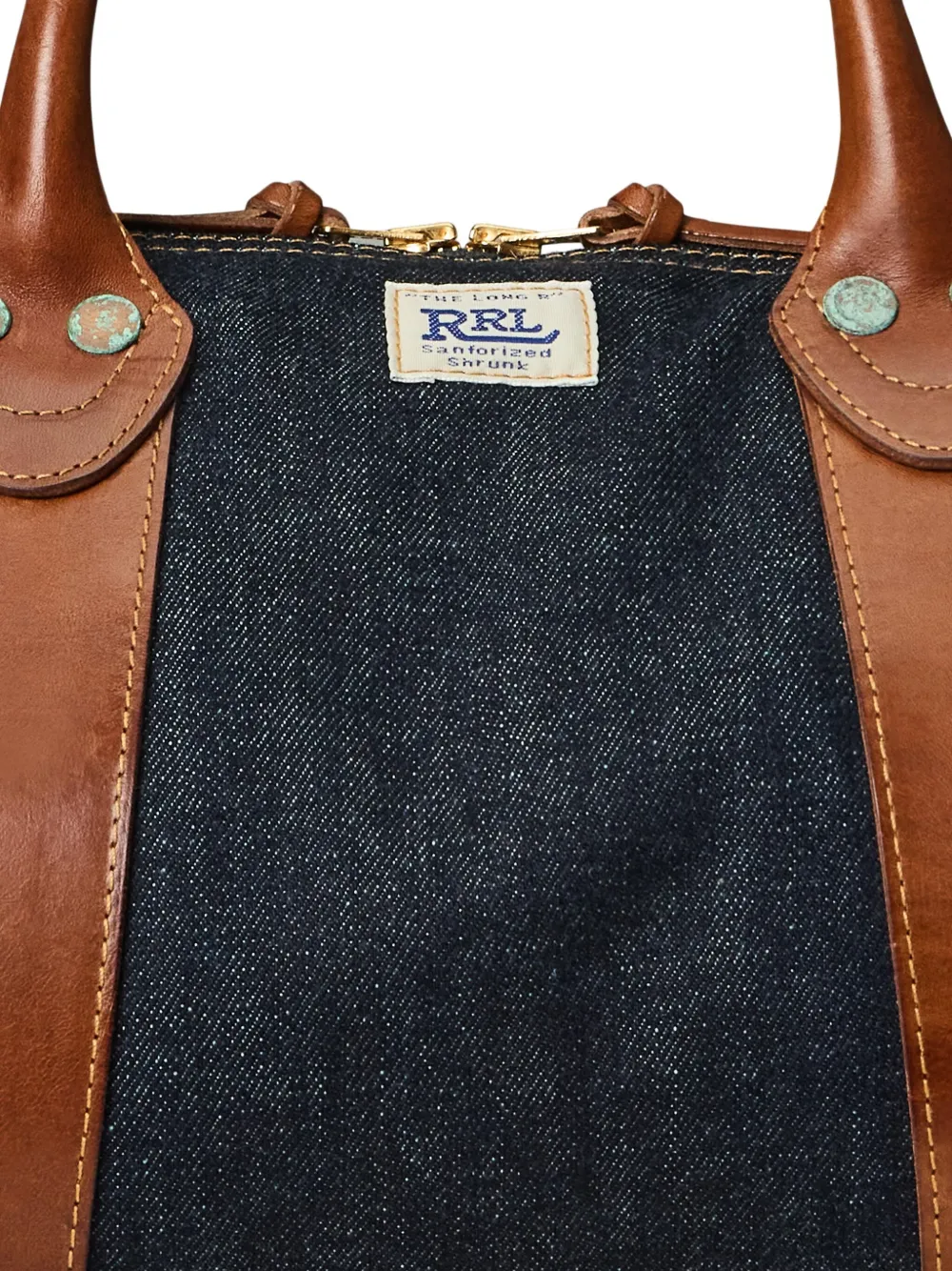 Ralph Lauren RRL Denim reistas met leren afwerking Blauw