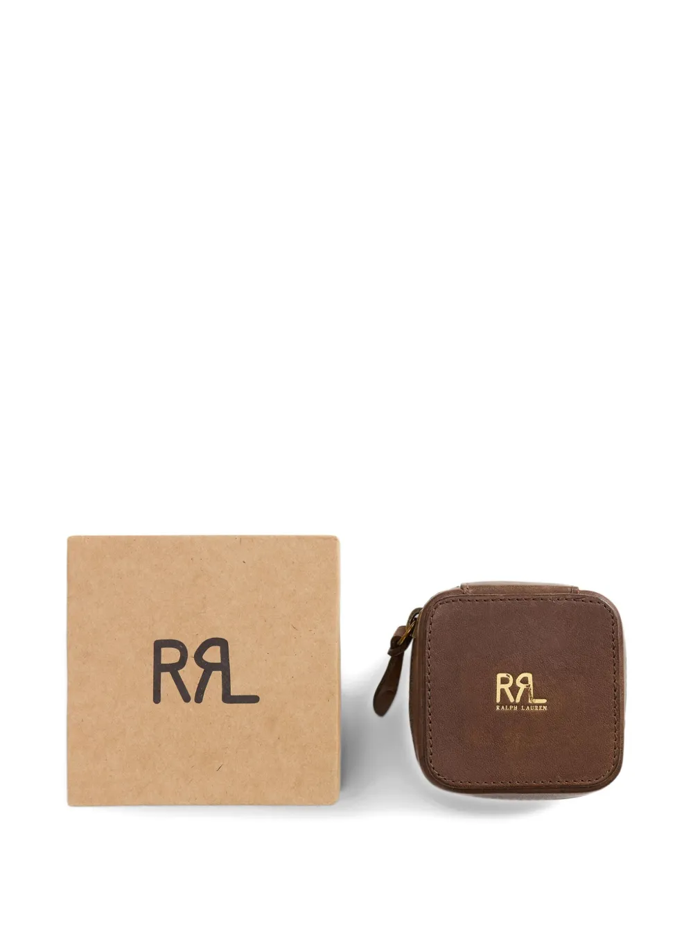 Rrl Leather Zip Watch Box In Brown