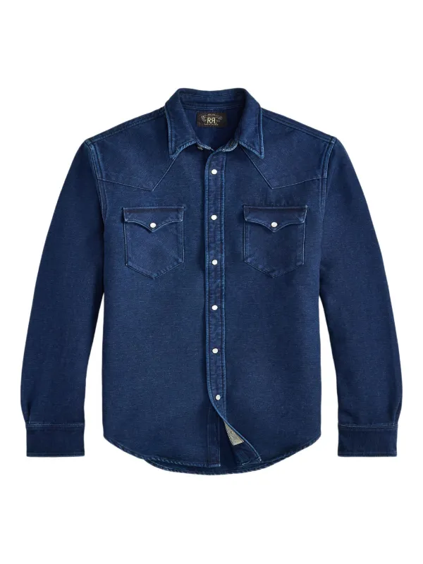 現行品 良品 RALPH LAUREN S コットンシャツ INDIGO Indigo Cotton-Linen Sateen Workshirt