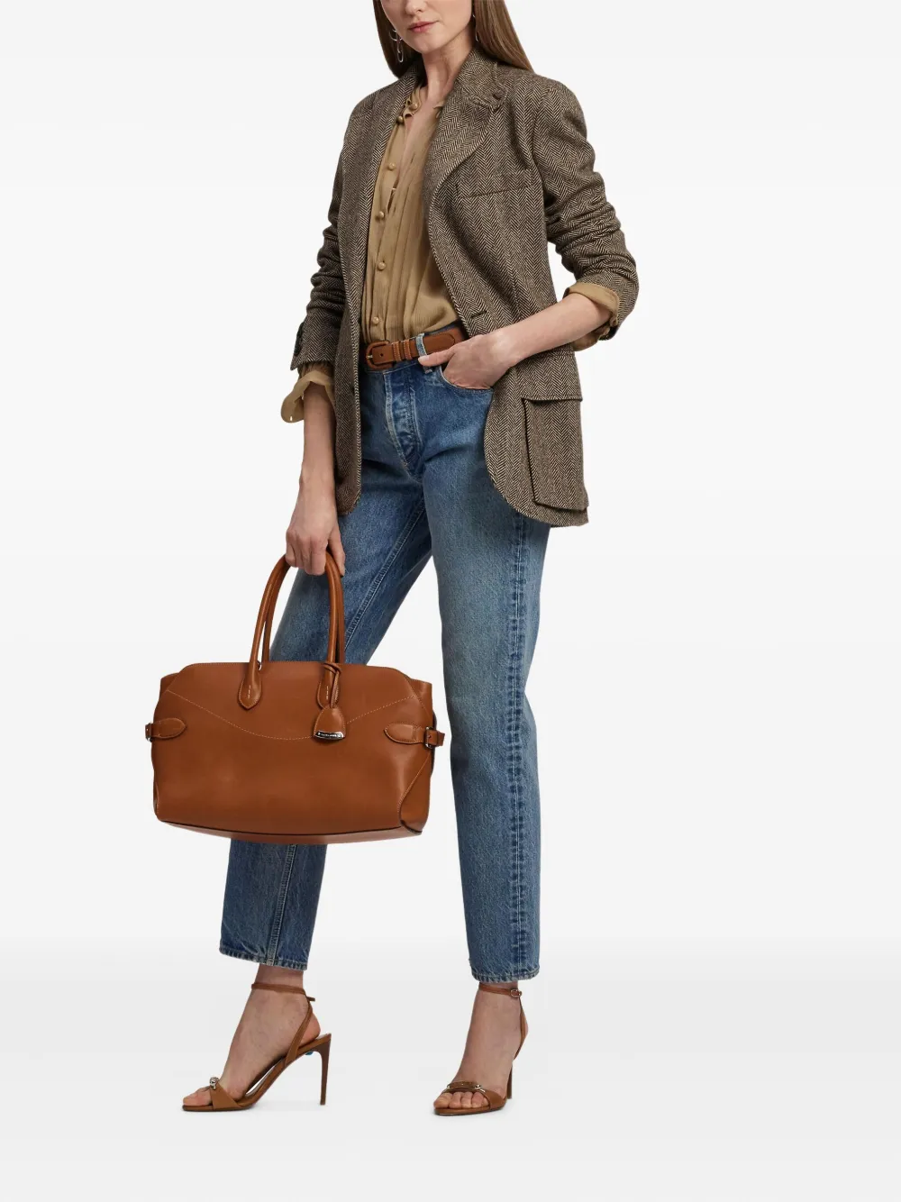 Ralph Lauren Collection Geplooide blouse met opstaande hals Beige