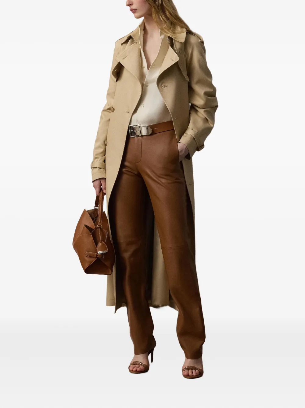 Ralph Lauren Collection Trenchcoat met dubbele rij knopen Beige
