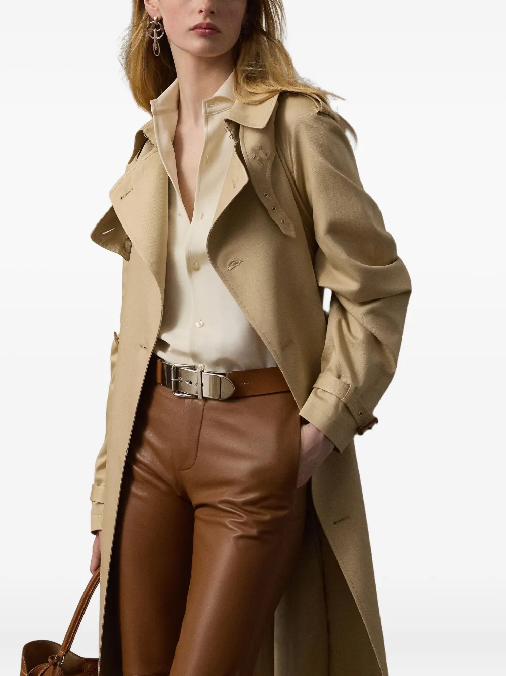 Ralph Lauren Collection Trenchcoat met dubbele rij knopen Beige