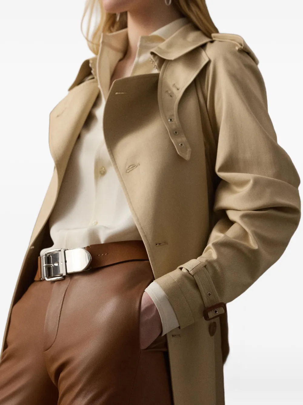 Ralph Lauren Collection Trenchcoat met dubbele rij knopen Beige