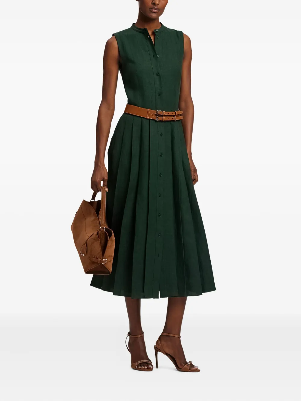 pleated sleeveless dress