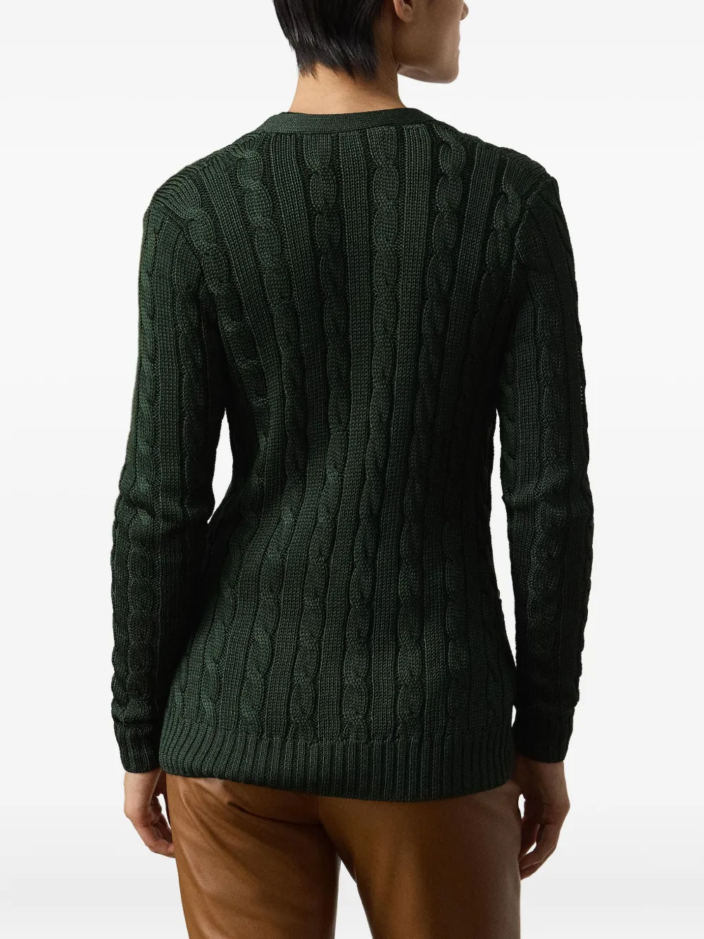 Ralph Lauren Collection Kabelgebreid zijden vest Groen