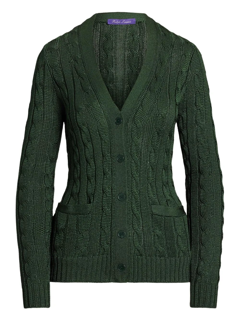Ralph Lauren Collection Kabelgebreid zijden vest Groen