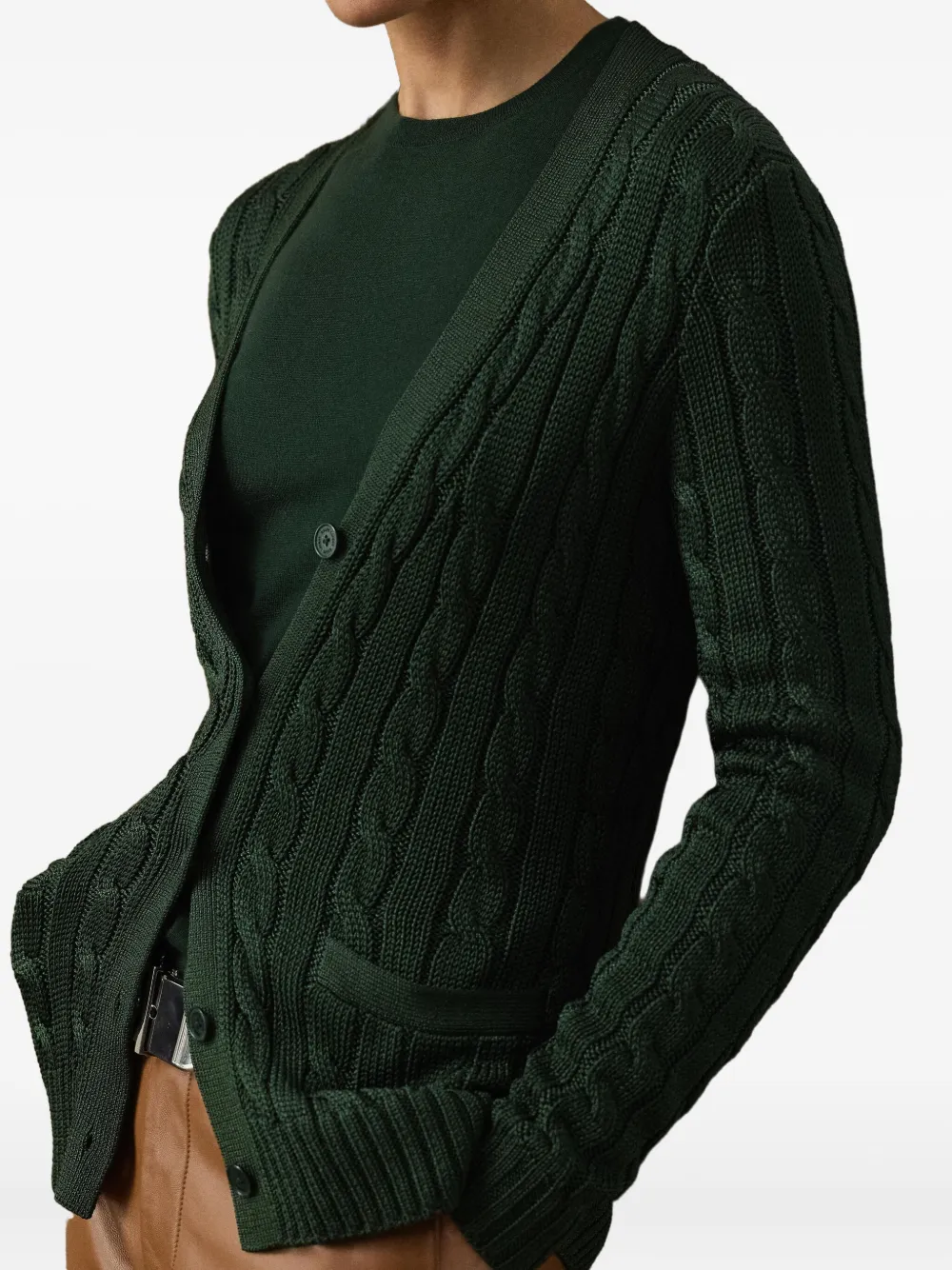 Ralph Lauren Collection Kabelgebreid zijden vest Groen