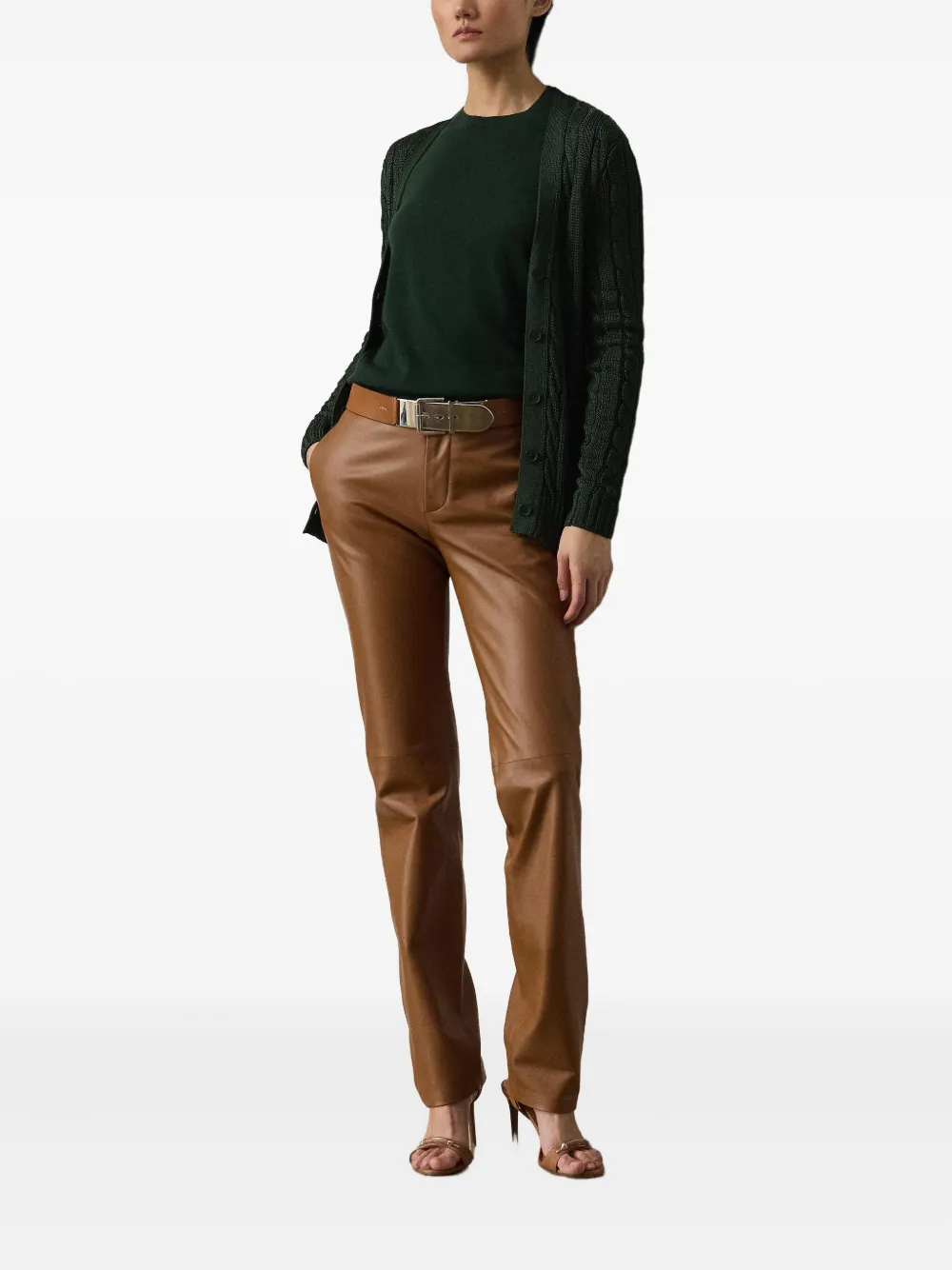 Ralph Lauren Collection Kabelgebreid zijden vest Groen