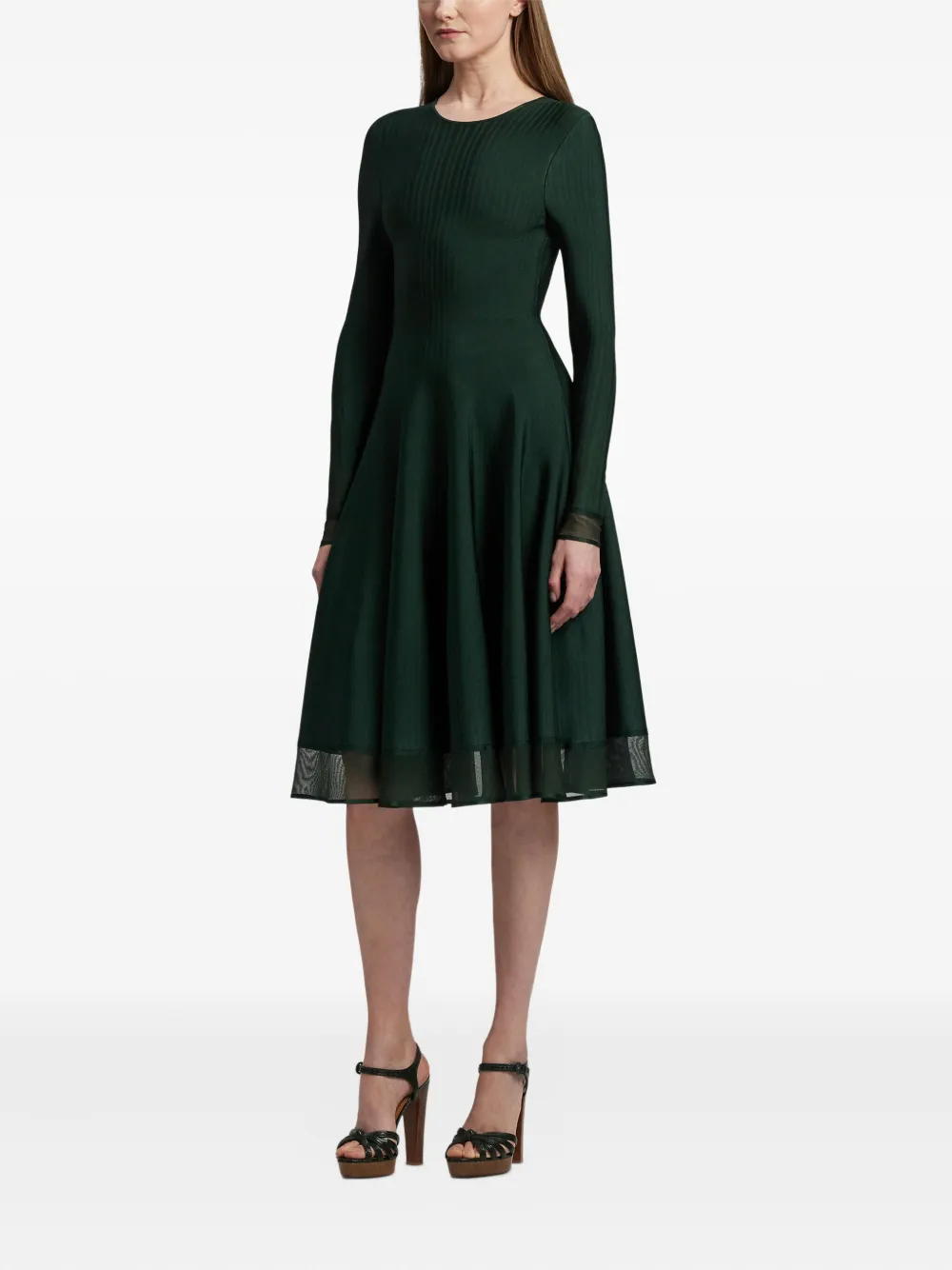 Ralph Lauren Collection Midi-jurk met lange mouwen Groen