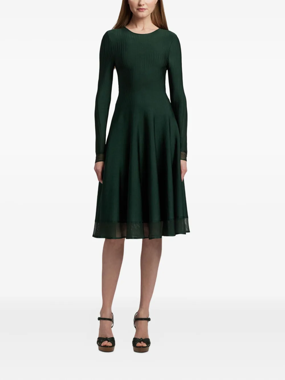 Ralph Lauren Collection Midi-jurk met lange mouwen Groen