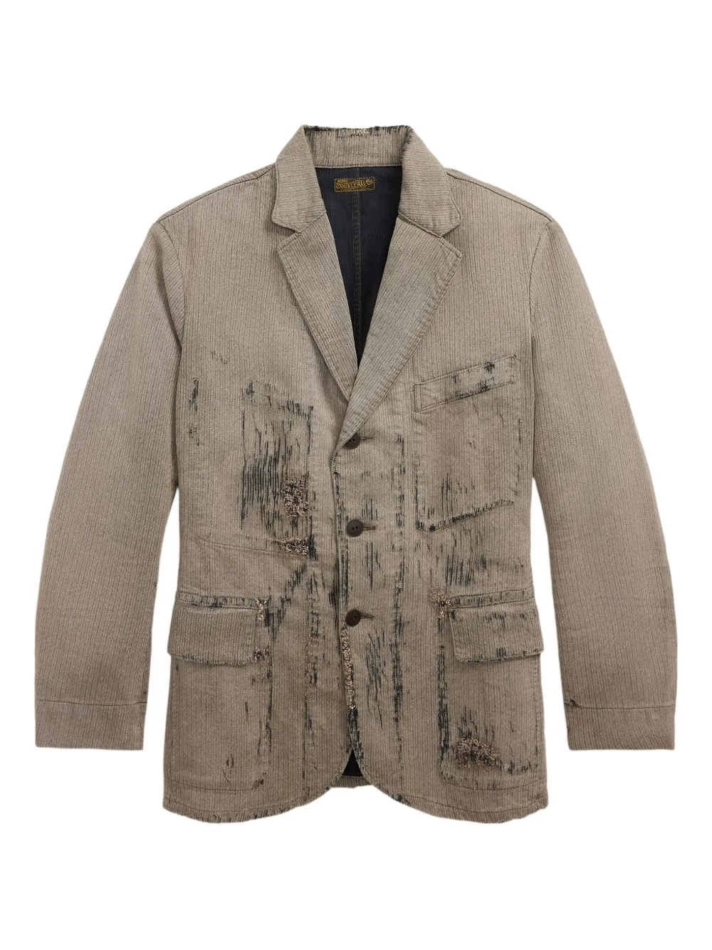 Rrl Distressed-finish Blazer In Gray