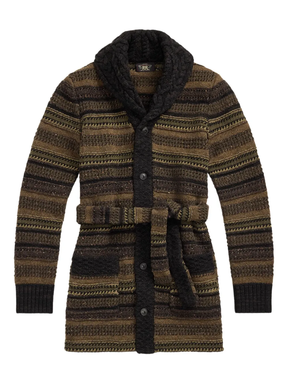 Ralph Lauren RRL Cardigan a righe con cintura - Verde