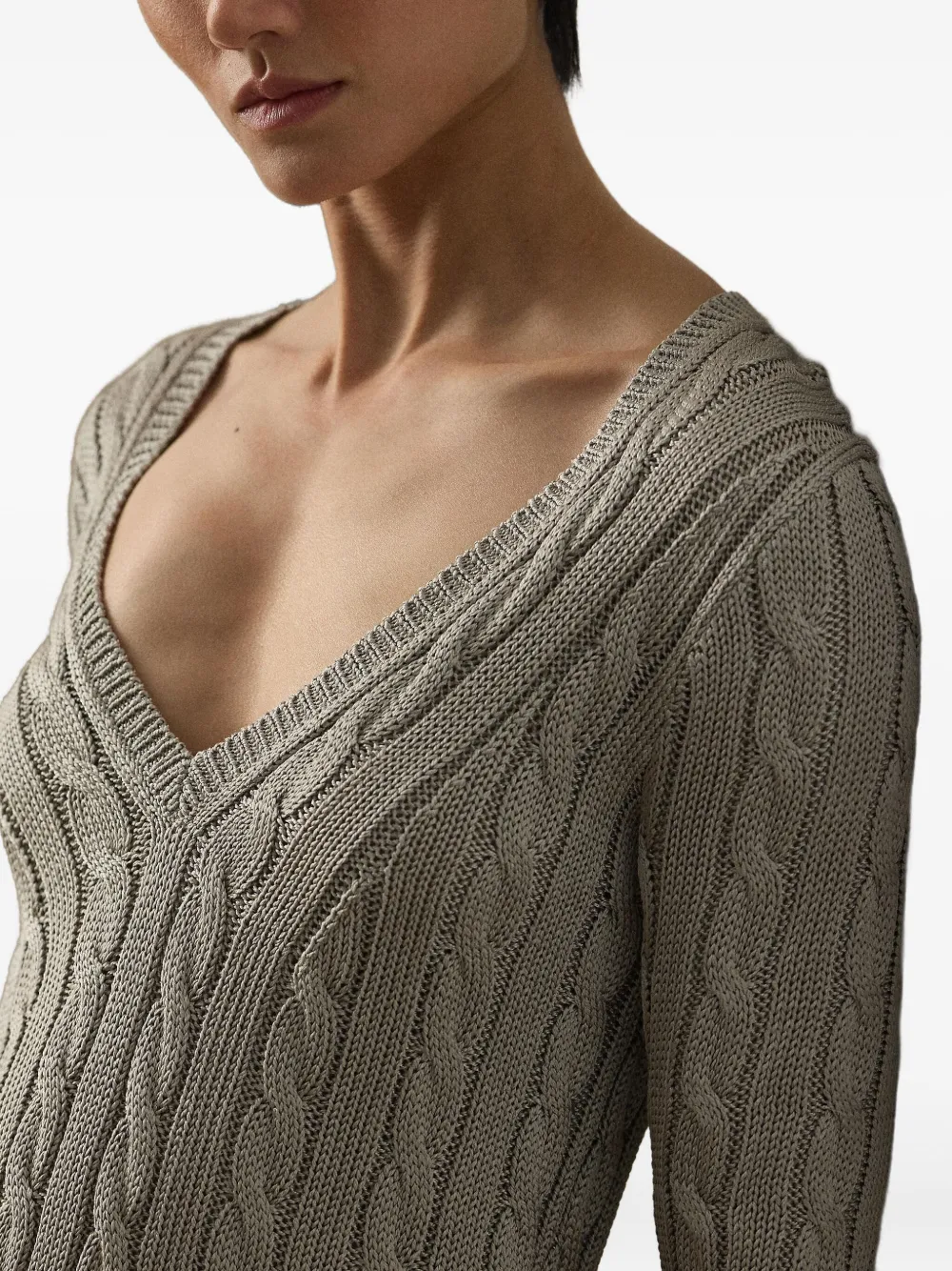 Ralph Lauren Collection Kabelgebreide sweater Grijs