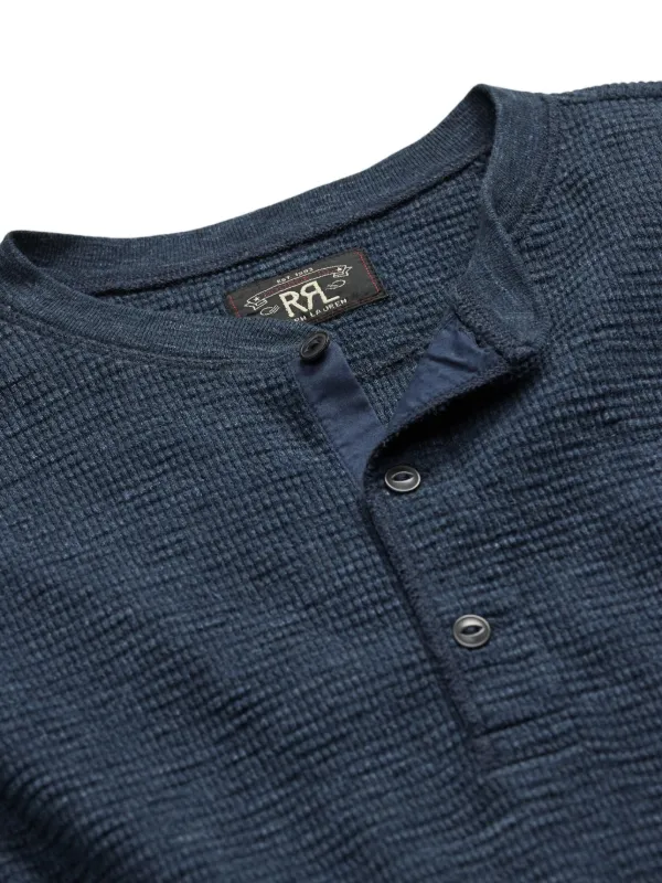 RRL　ラルフローレン　ヘンリーネックカットソー　サイズL 希少 RRL ワッフル サーマル ヘンリーネック シャツ Lサイズ