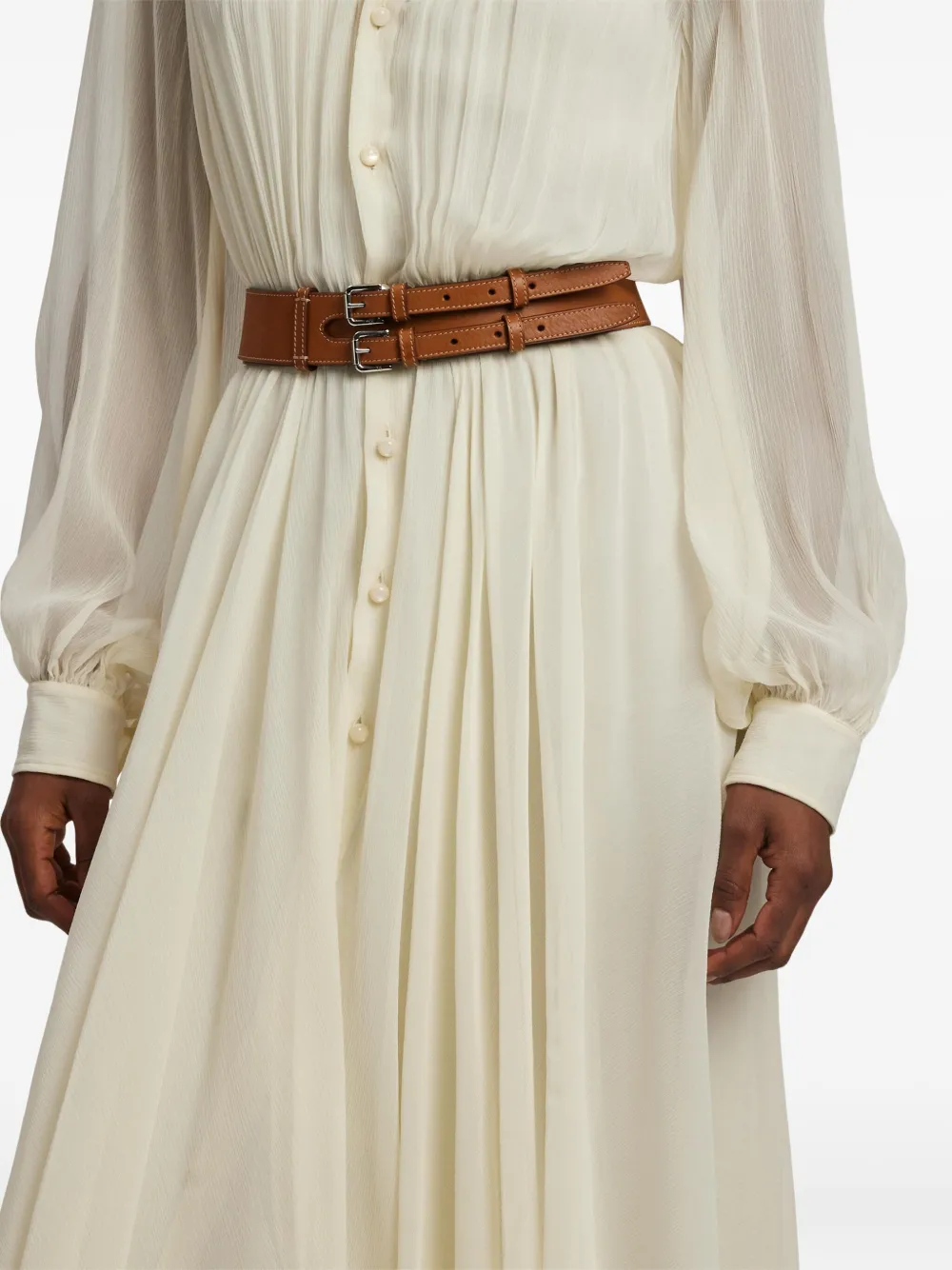Ralph Lauren Collection Leren gespriem Bruin