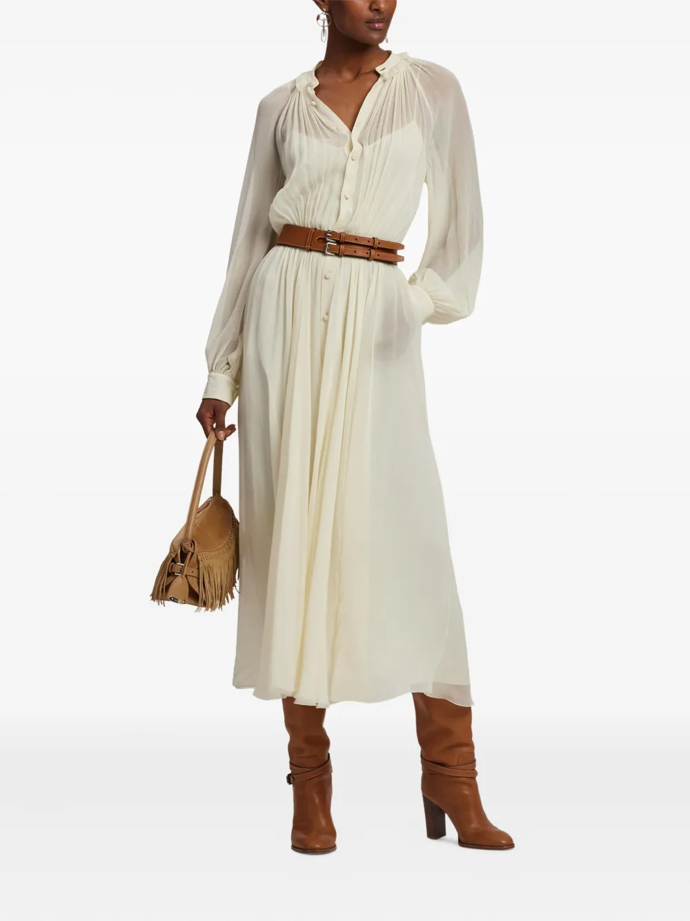 Ralph Lauren Collection Leren gespriem Bruin