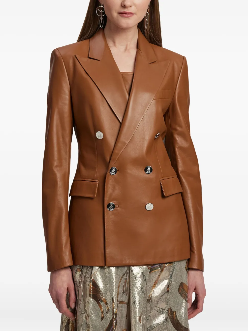 Ralph Lauren Collection Camden leren blazer Bruin