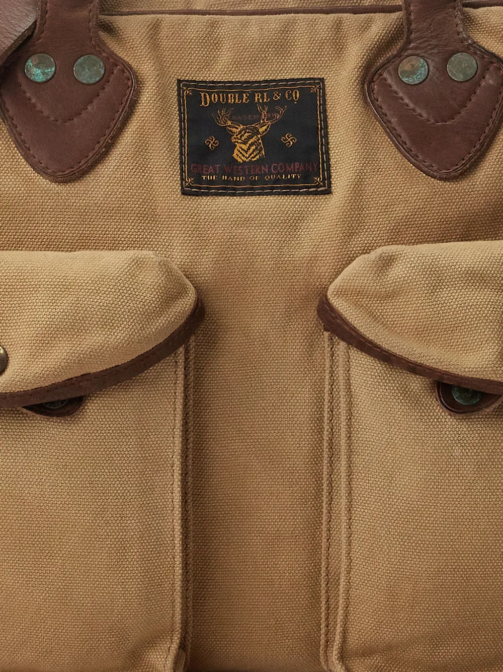 Ralph Lauren RRL Canvas aktetas met leren afwerking Beige