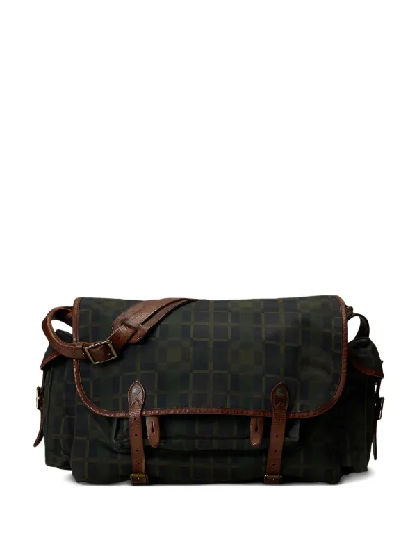 RRL 米国製クラシックメッセンジャーバッグ Ralph Lauren RRL チェック メッセンジャーバッグ | ブルー