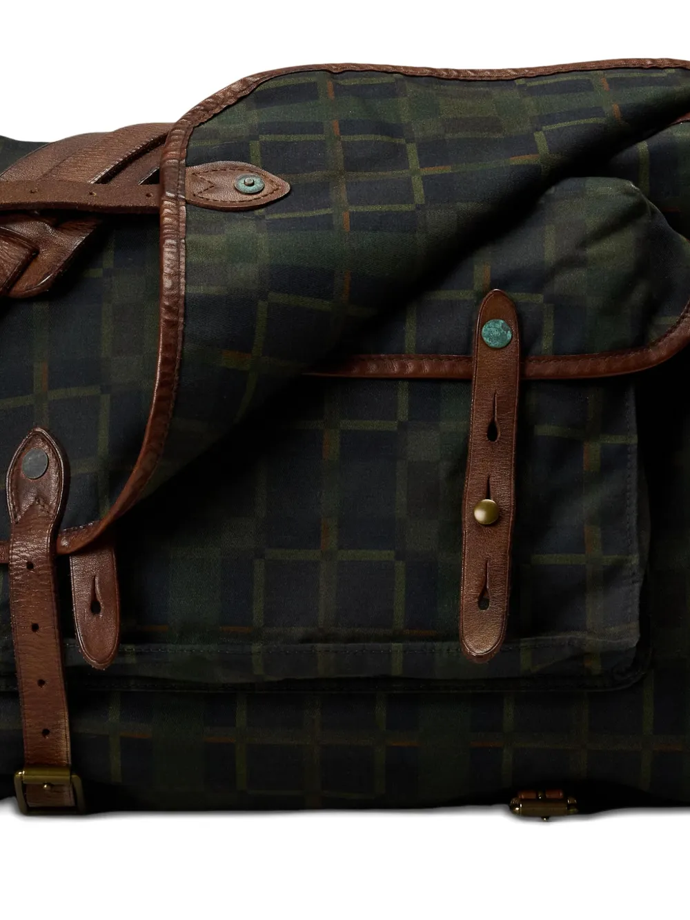 Rrl Medium Checked Messenger Bag In Blue
