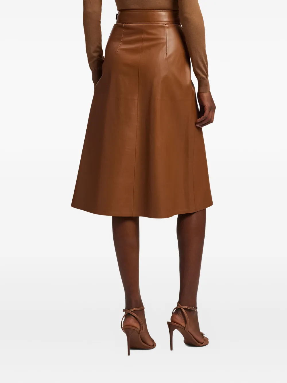 Ralph Lauren Collection Jackeline leren rok Bruin