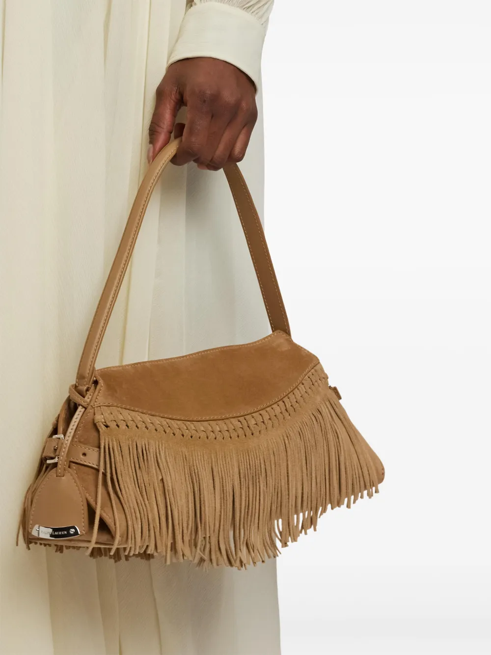 Ralph Lauren Collection Schoudertas met franje Bruin