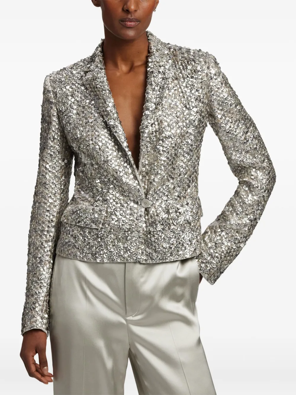Ralph Lauren Collection Fawn blazer verfraaid met pailletten Grijs