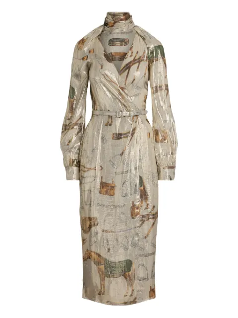 Ralph Lauren Collection equestrian-print belted wrap dress