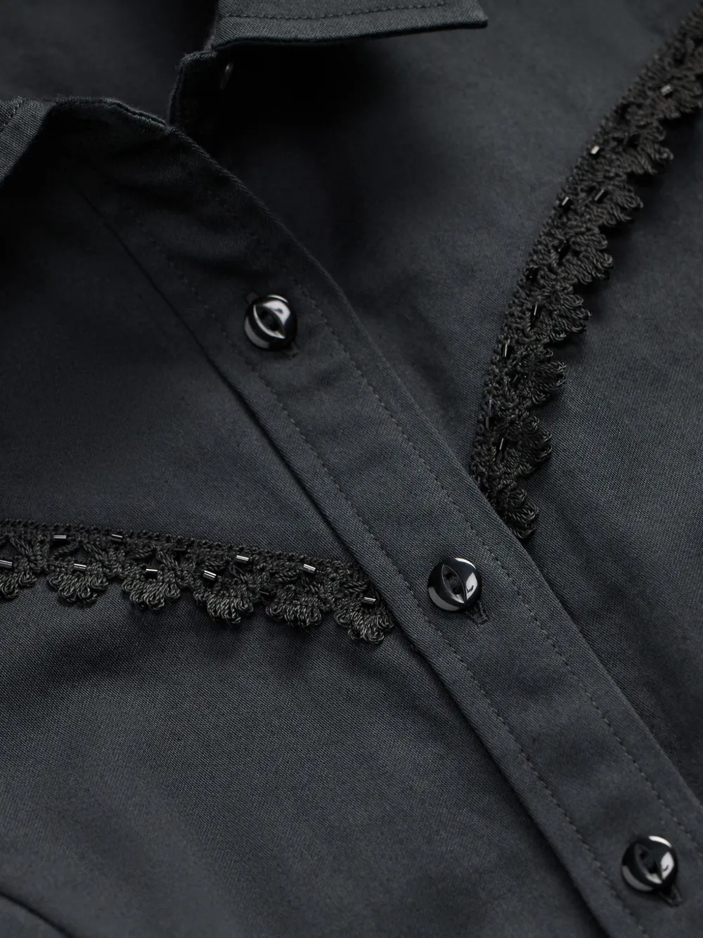 Ralph Lauren RRL Emilie button-up blouse met borduurwerk Zwart