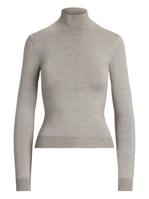 Ralph Lauren Collection Silk Long-sleeve Top in Grey