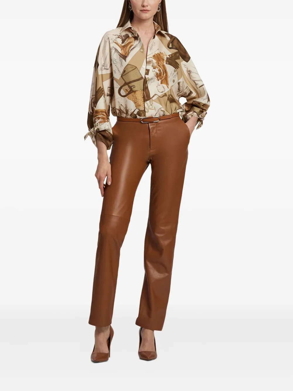 Ralph Lauren Collection Riem met ovalen gesp Bruin
