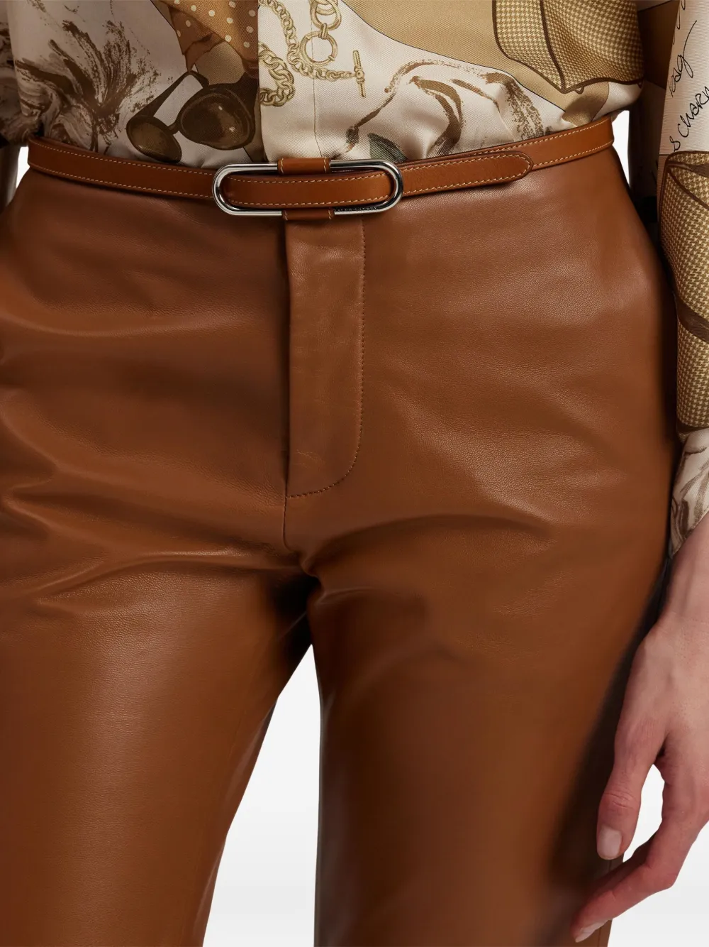 Ralph Lauren Collection Riem met ovalen gesp Bruin